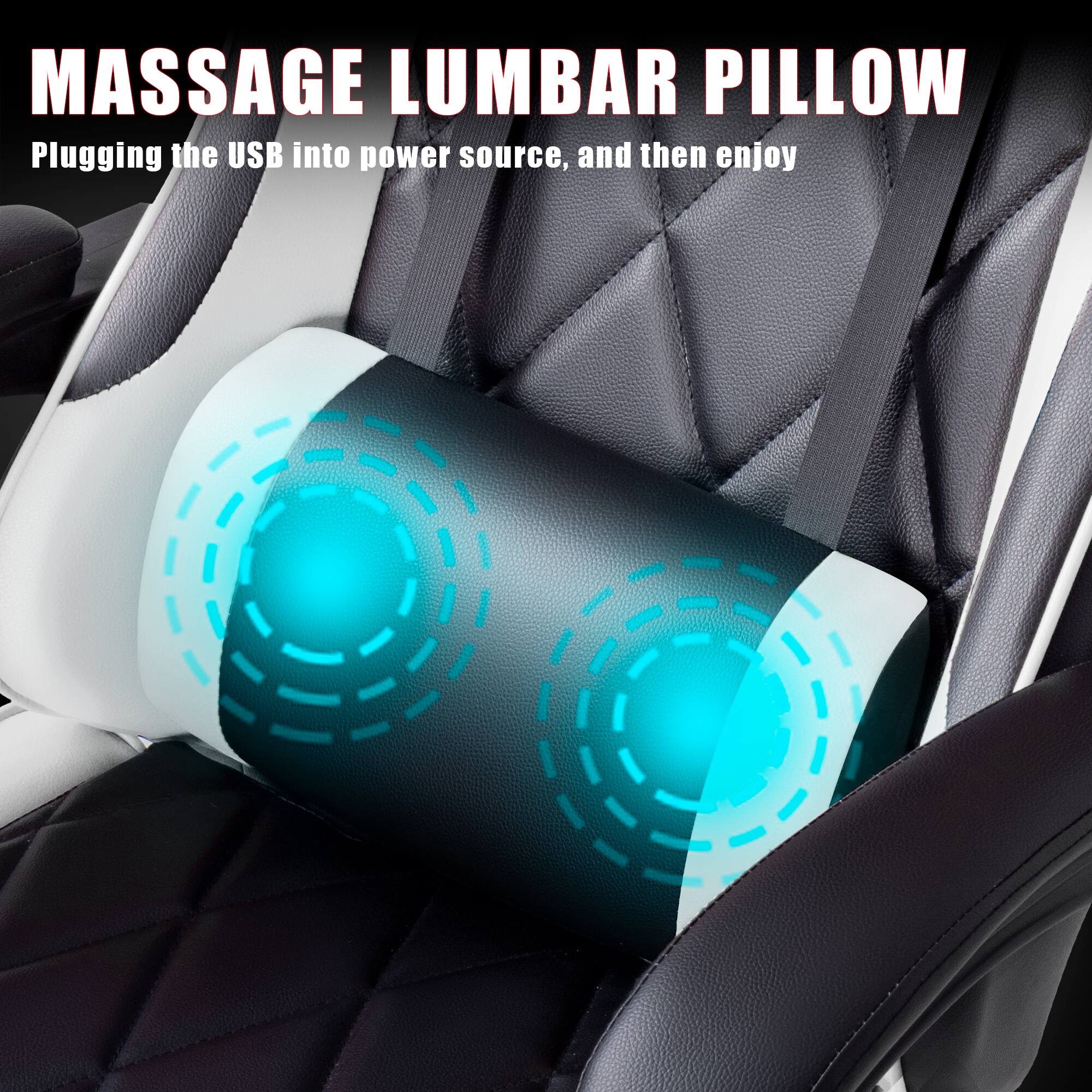 MASSAGE LUMBAR PILLOW  
Plugging the USB into power source, and then enjoy