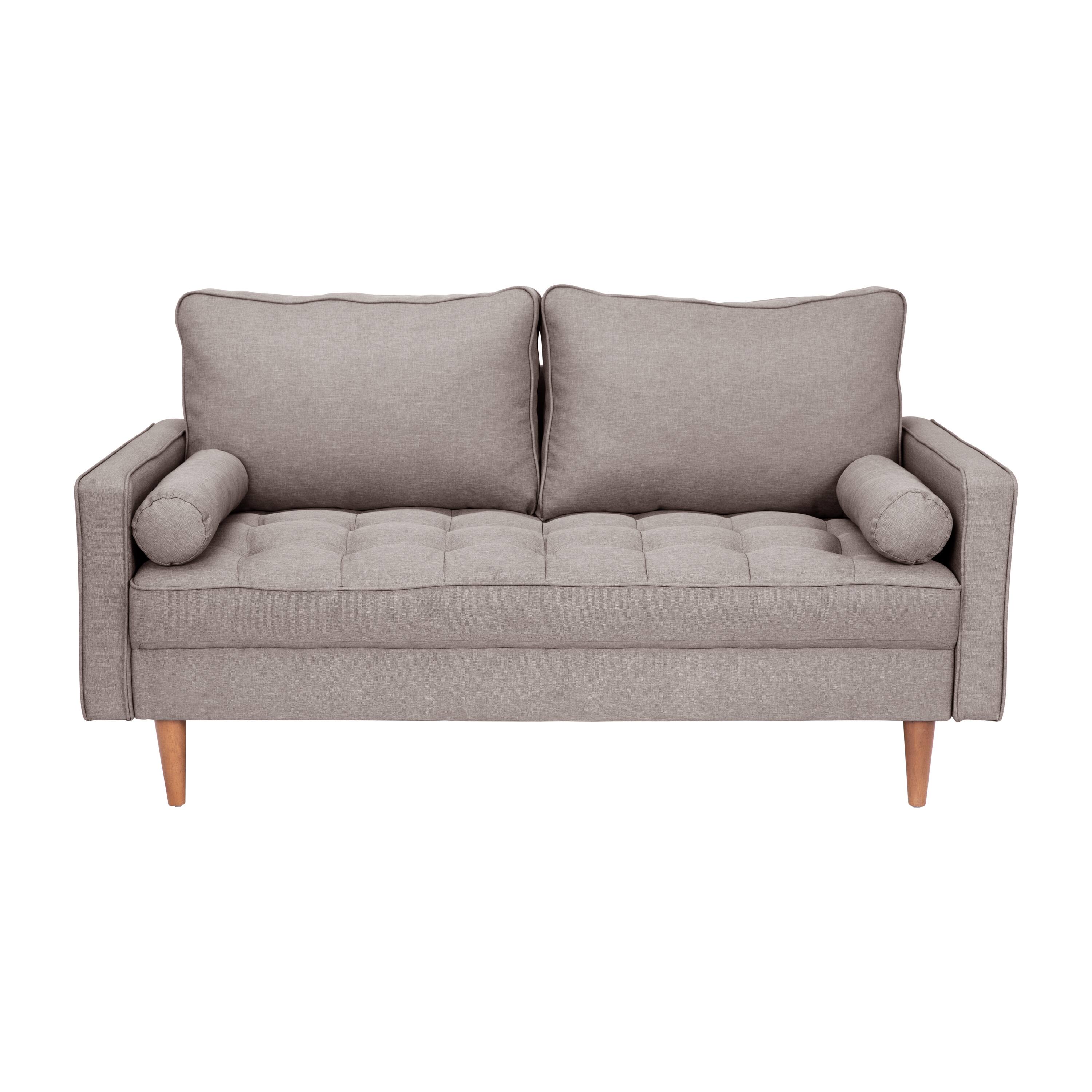 Alt View 9. Emma + Oliver - Holden Upholstered Mid-Century Modern Pocket Spring Loveseat with Wooden Legs and Removable Back Cushions - Slate Gray.
