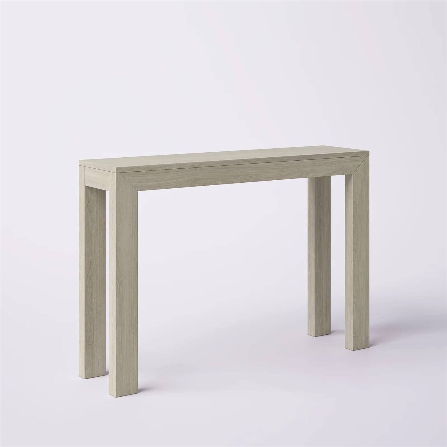 Left. Hivvago - Solid Wood Modern Accent Console Table / Sofa Table in Beige Seashell Finish - Medium Brown Pecan Finish.