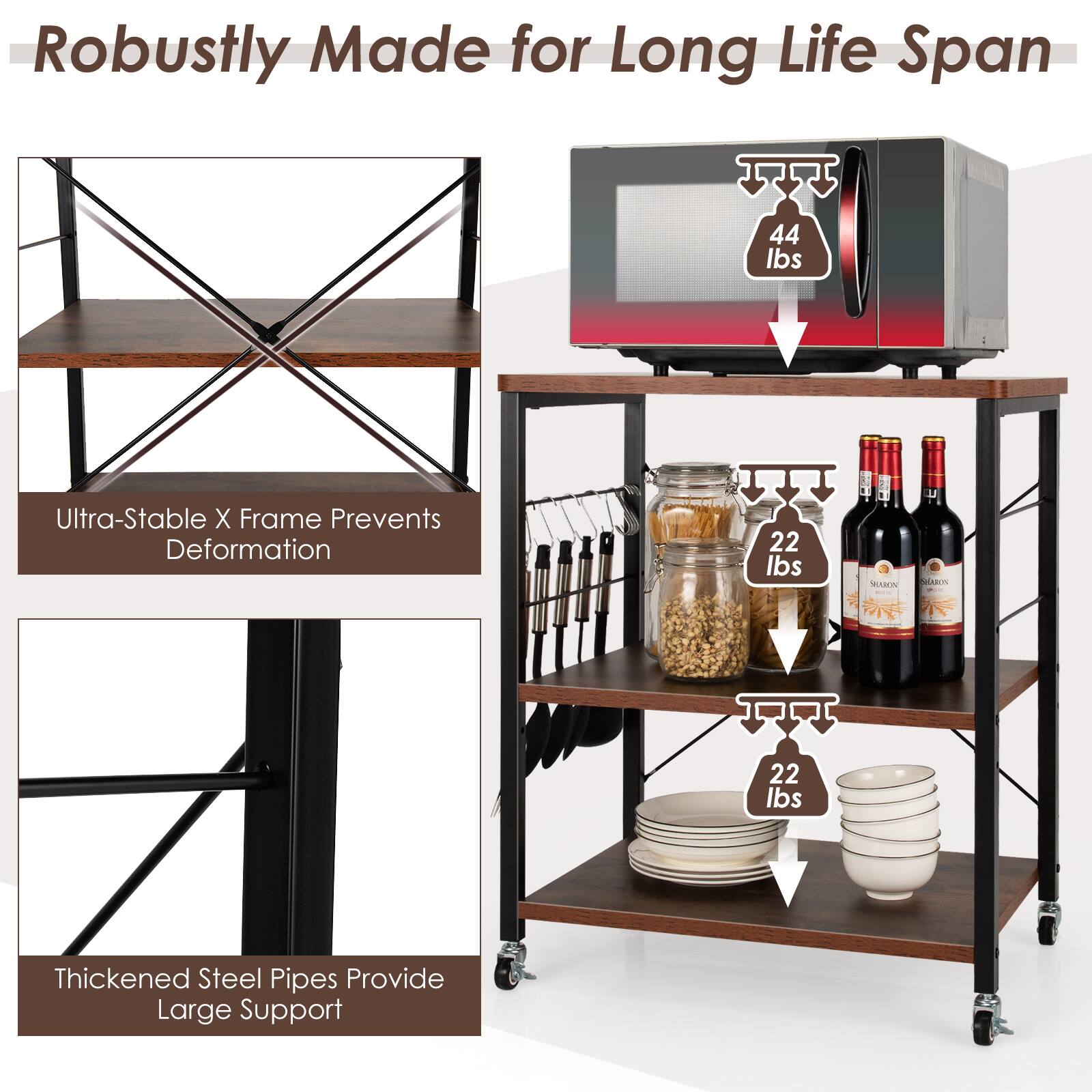 Robustly Made for Long Life Span

Ultra-Stable X Frame Prevents Deformation

Thickened Steel Pipes Provide Large Support

44 lbs

22 lbs

22 lbs