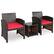 Left. Costway - 3PCS Patio Rattan Wicker Furniture Cushion Sofa Coffee Table - Red,Mix brown.