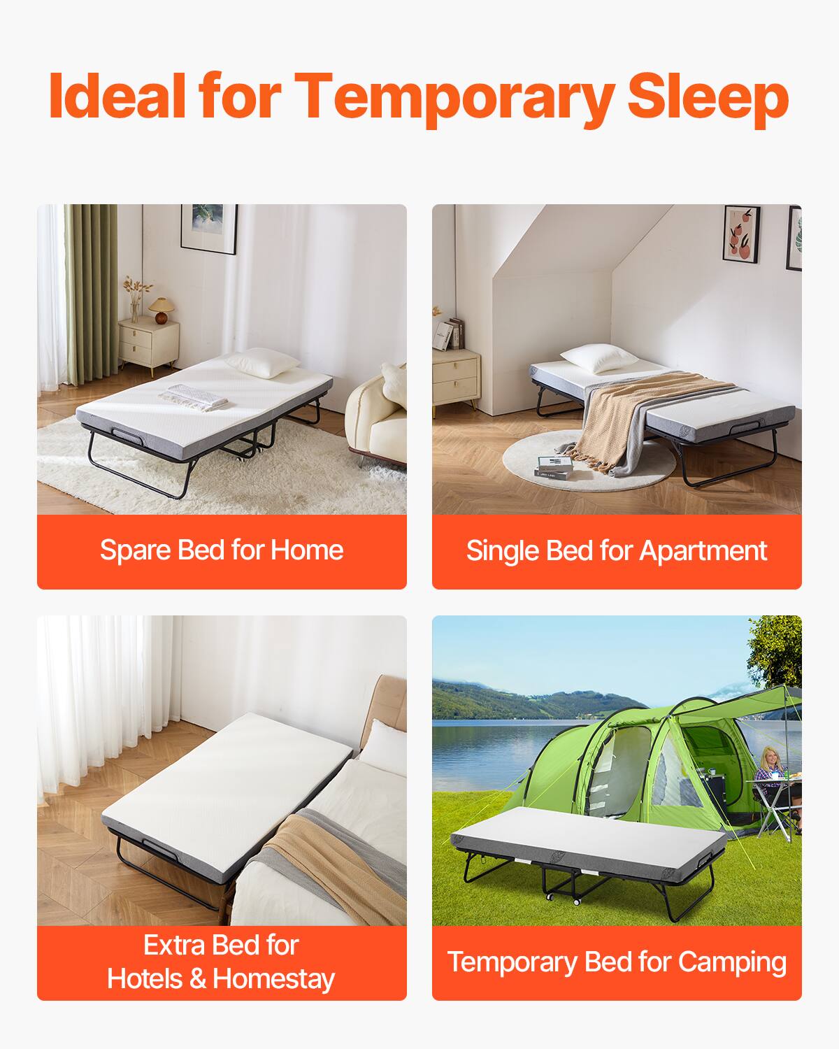 Ideal for Temporary Sleep

- Spare Bed for Home
- Single Bed for Apartment
- Extra Bed for Hotels & Homestay
- Temporary Bed for Camping