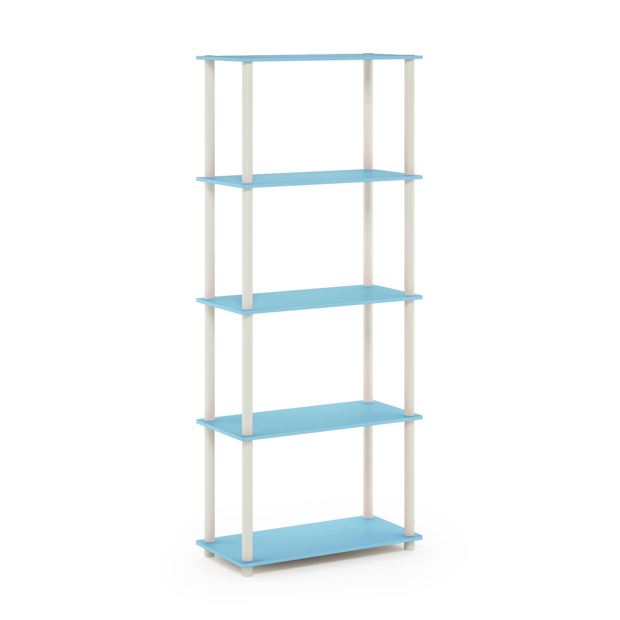 Alt View 5. HOMLUX - 5-Tier 57.4" Open Shelf Bookcase Compact Storage Bookshelf for Living Room Bedroom Office Blue & White - Blue & White.