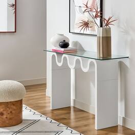 Ondine Glass Top 50" Console Table by Modway - White
