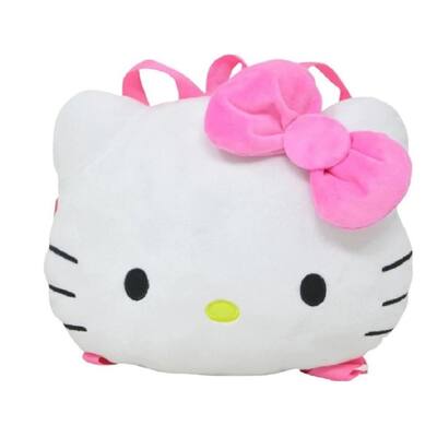 hello kitty face backpack Plush with 3D Bow With cute embroidered face details Hello Kitty Loungefly School Backpack