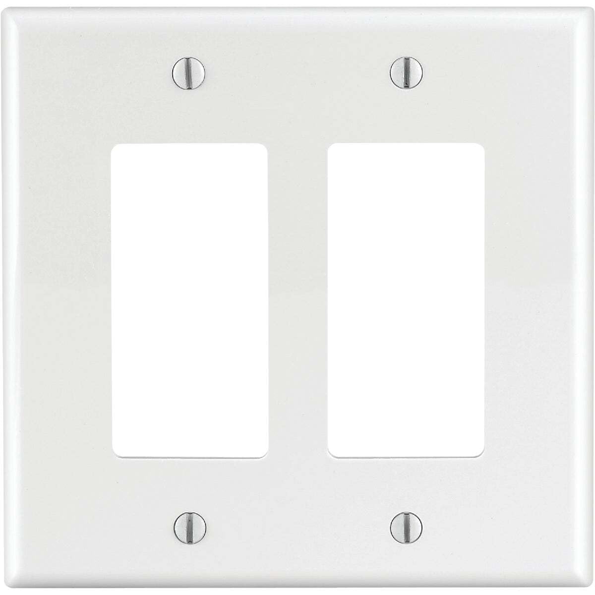 Front. Leviton - Leviton Decora White 2 gang Nylon Decorator Wall Plate 1 pk - White.