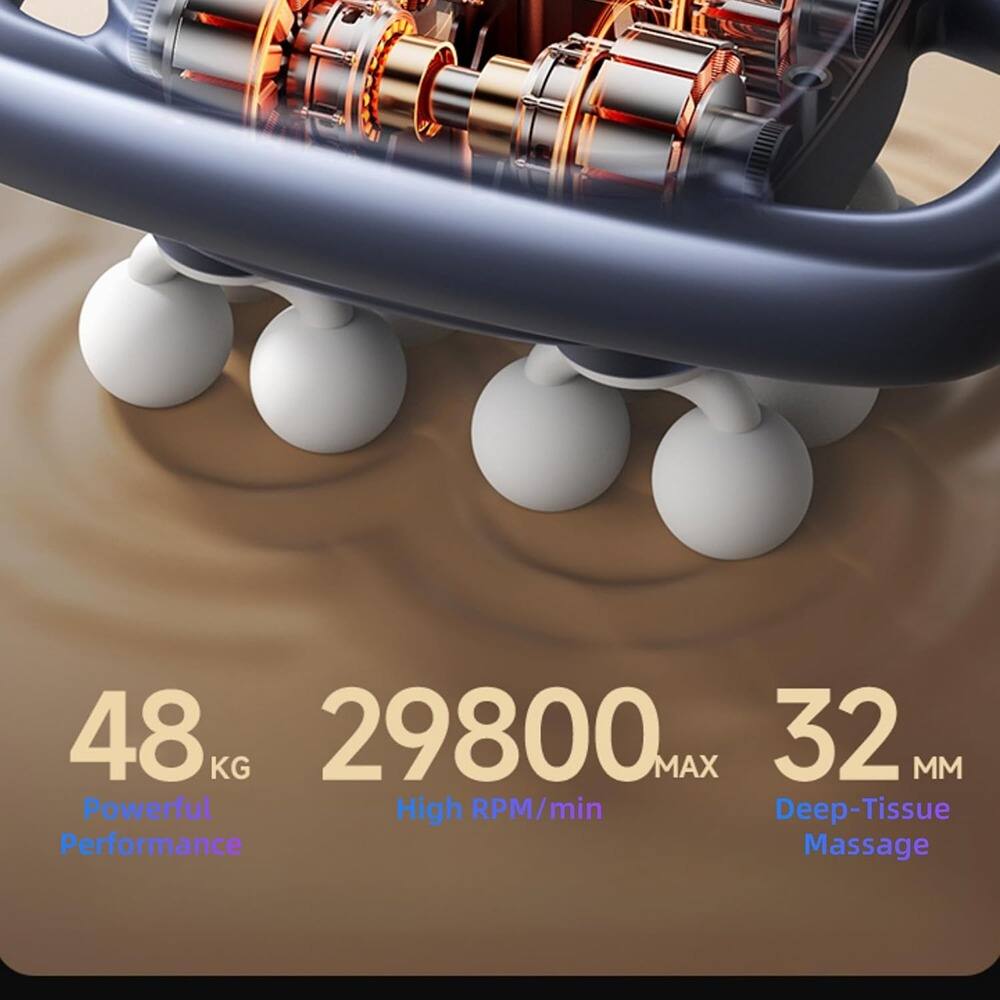 48 KG  
Powerful Performance  

29800 RPM/min  
High RPM/min  

32 MM  
Deep-Tissue Massage