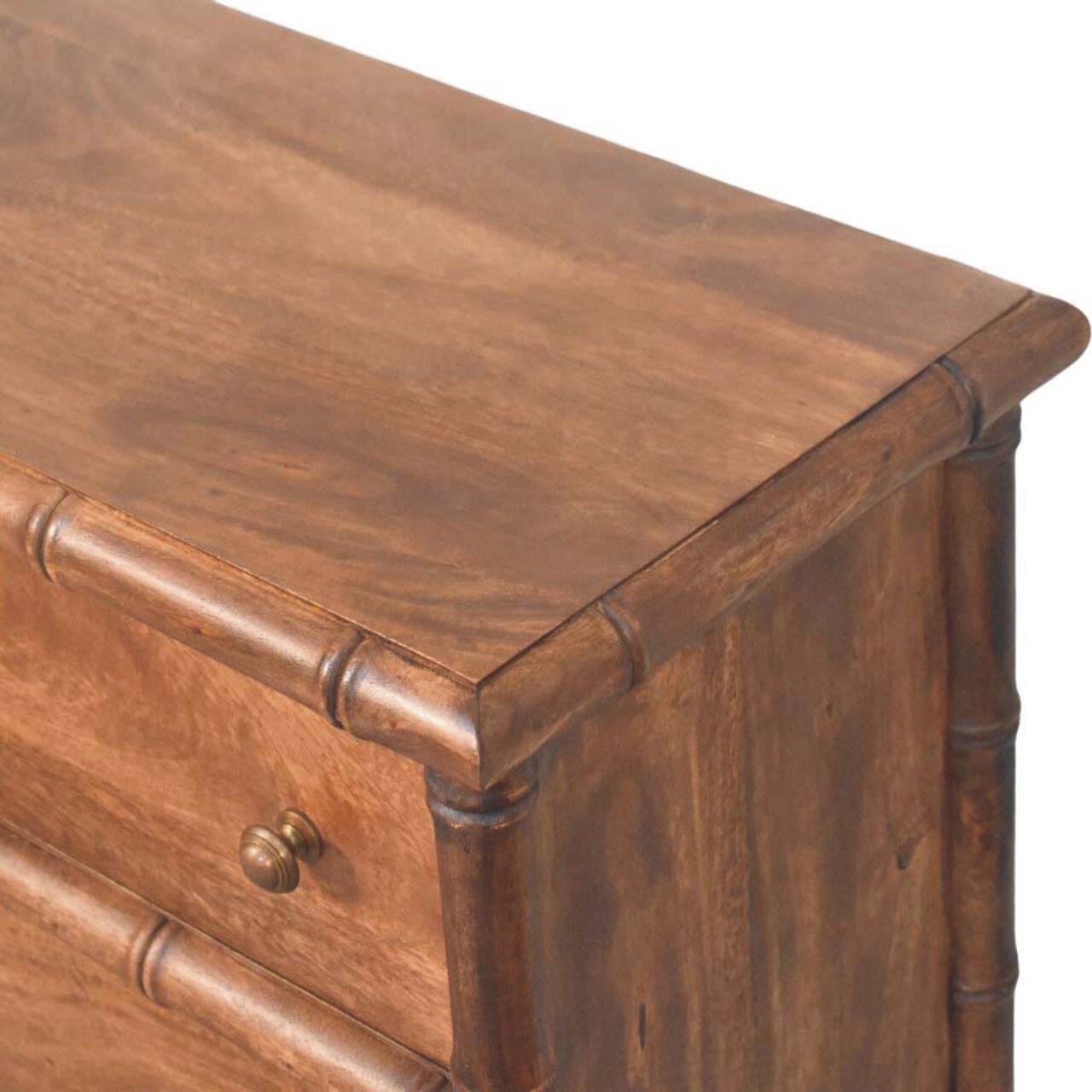 Alt View 1. Artisan Furniture - Artisan Furniture Solid Wood Bamboo Carved 3-Drawer Chest, Brown - Brown.