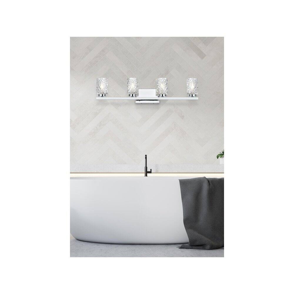 Alt View 4. Living District - Cassie 31 inch Wall Sconce in Chrome - Chrome And Clear.