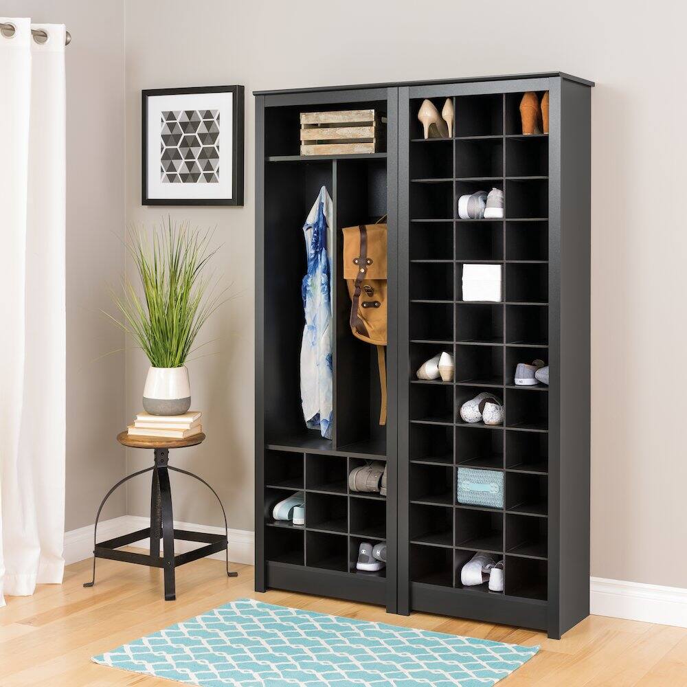 Back. Prepac - Space-Saving Shoe Storage Cabinet, Black - Black.