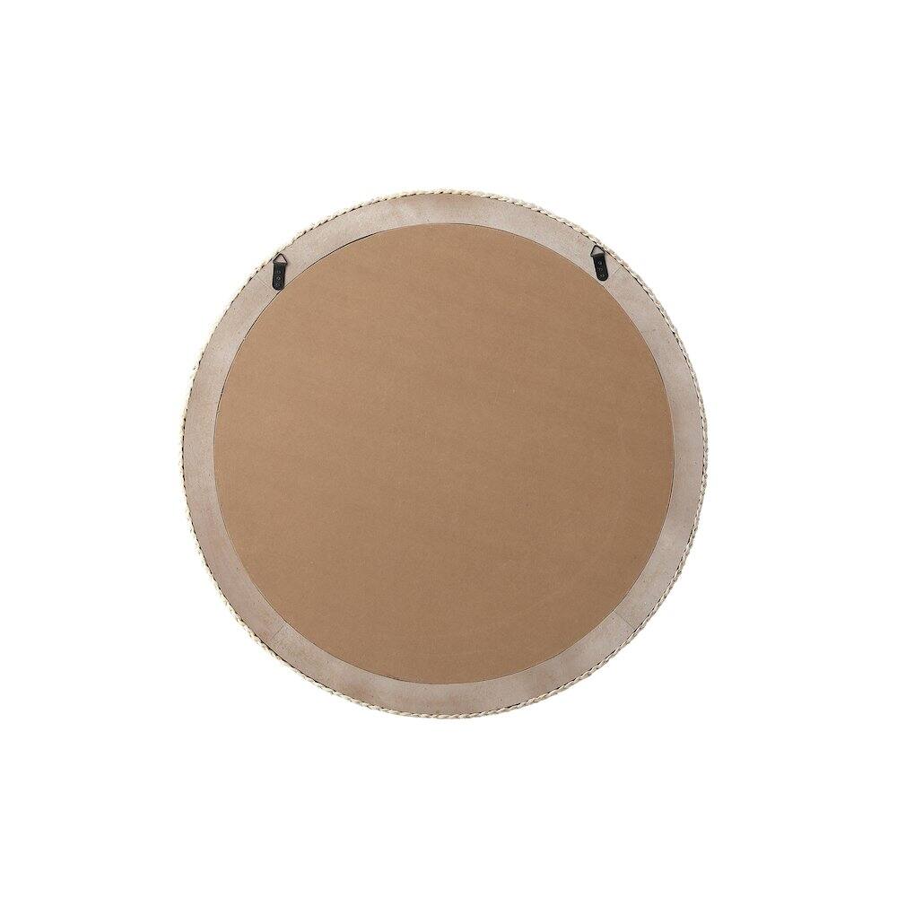 Angle. Elegant Decor - Round Cornhusk Mirror 36x36 in Linen White - Linen White.