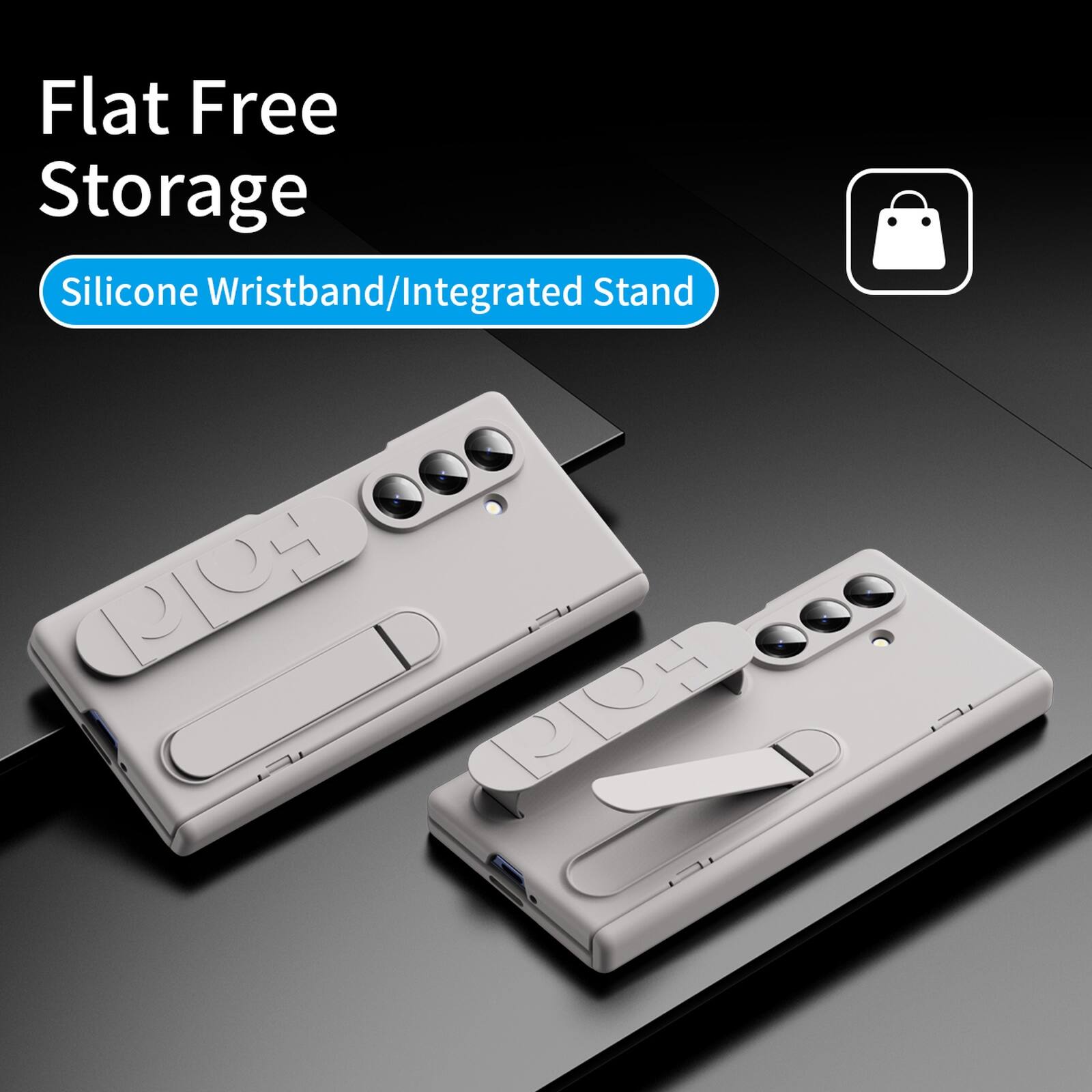 Flat Free Storage Silicone Wristband/Integrated Stand