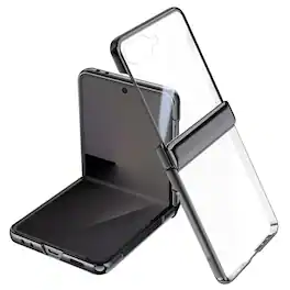 Dteck - Rugged Case for Samsung Galaxy Z Flip8 with Built-in Screen Protector & Hinge Protection Shockproof Clear Cover - Black