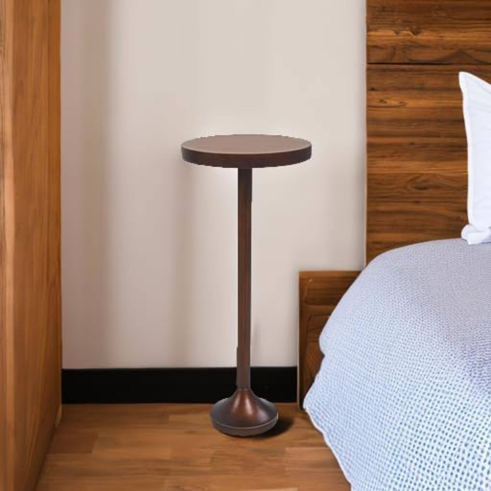 Alt View 8. COZAYH - COZAYH Small Pedestal End Table, Living Room Furniture, Light Espresso, Set of 2 - Brown.