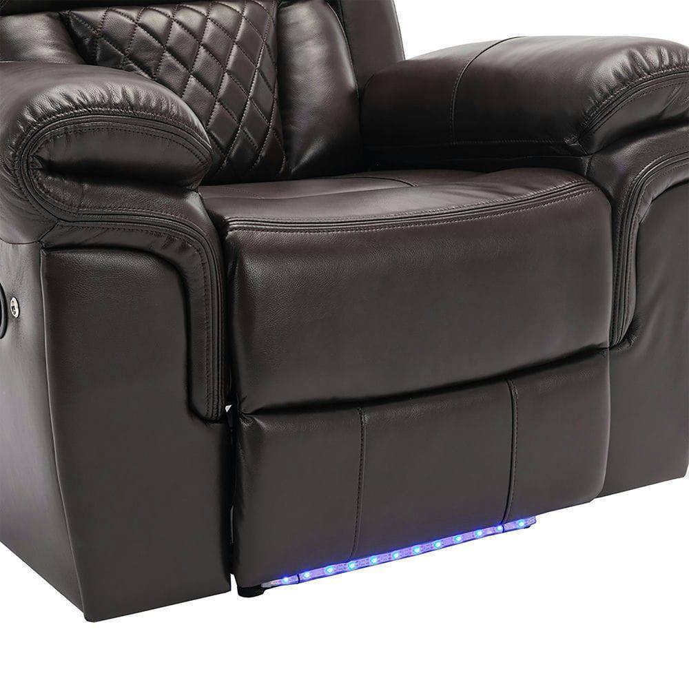 Alt View 8. Kadyn - Manual Home Theater Recliner Chair with LED Light Strip for Living Room Bedroom - Brown.