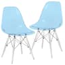 LeisureMod - Cresco Modern Acrylic Dining Chair with Eifel Design Legs for Dining Room, Kitchen and Home Office - Transparent Blue