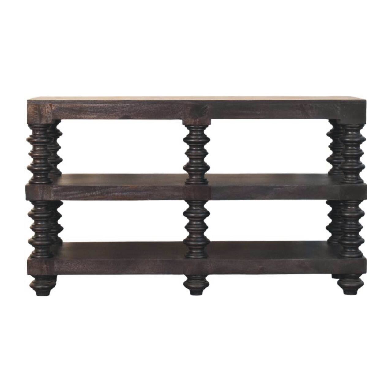Alt View 4. Artisan Furniture - Artisan Furniture Solid Wood Spindle Shelf Console in Carbon Ash, 2 shelves - Brown.
