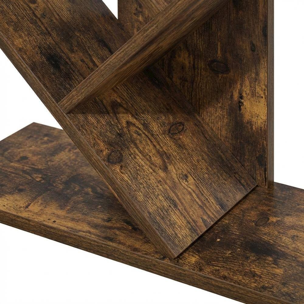Alt View 2. FurniFact - Wood Bookcase in Classic Brown Finish with Sturdy Shelving and Compact Design - Amber Pine.