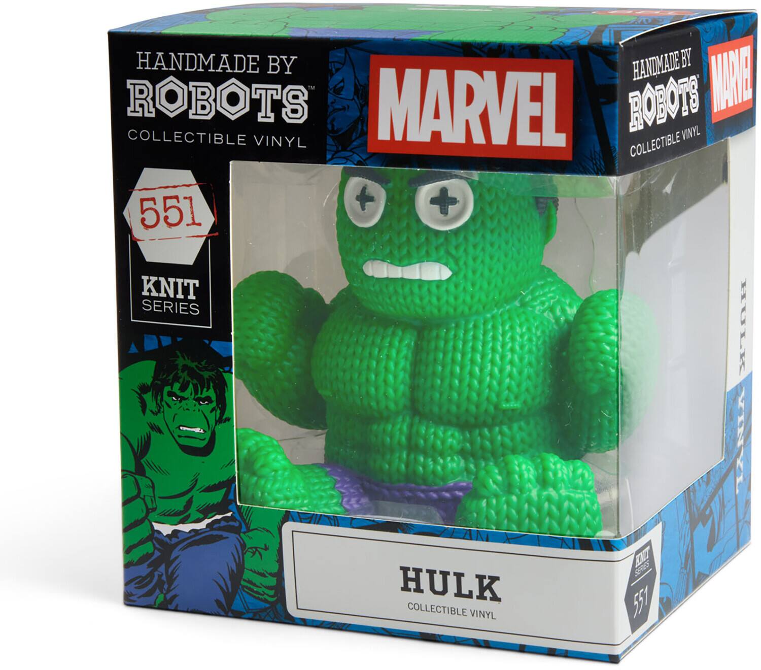 HANDMADE BY ROBOTS  
COLLECTIBLE VINYL  
551  
KNIT SERIES  
MARVEL  
HULK  
COLLECTIBLE VINYL