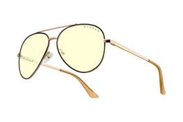 GUNNAR - Computer Glasses - Maverick, Amber Lens - Blue Light Blocking, Relieve Dry Eye, Anti Glare - Black/Gold