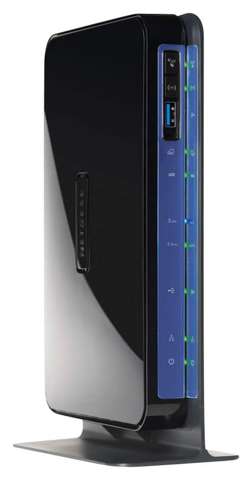 Front. NETGEAR - Dual Band Wireless N600 Router with Built-in DSL Modem - Black.