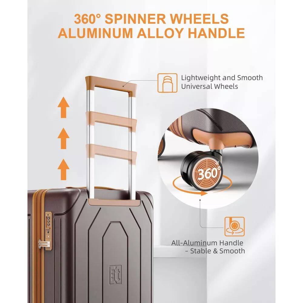 360° SPINNER WHEELS  
ALUMINUM ALLOY HANDLE  

Lightweight and Smooth Universal Wheels  

All-Aluminum Handle - Stable & Smooth