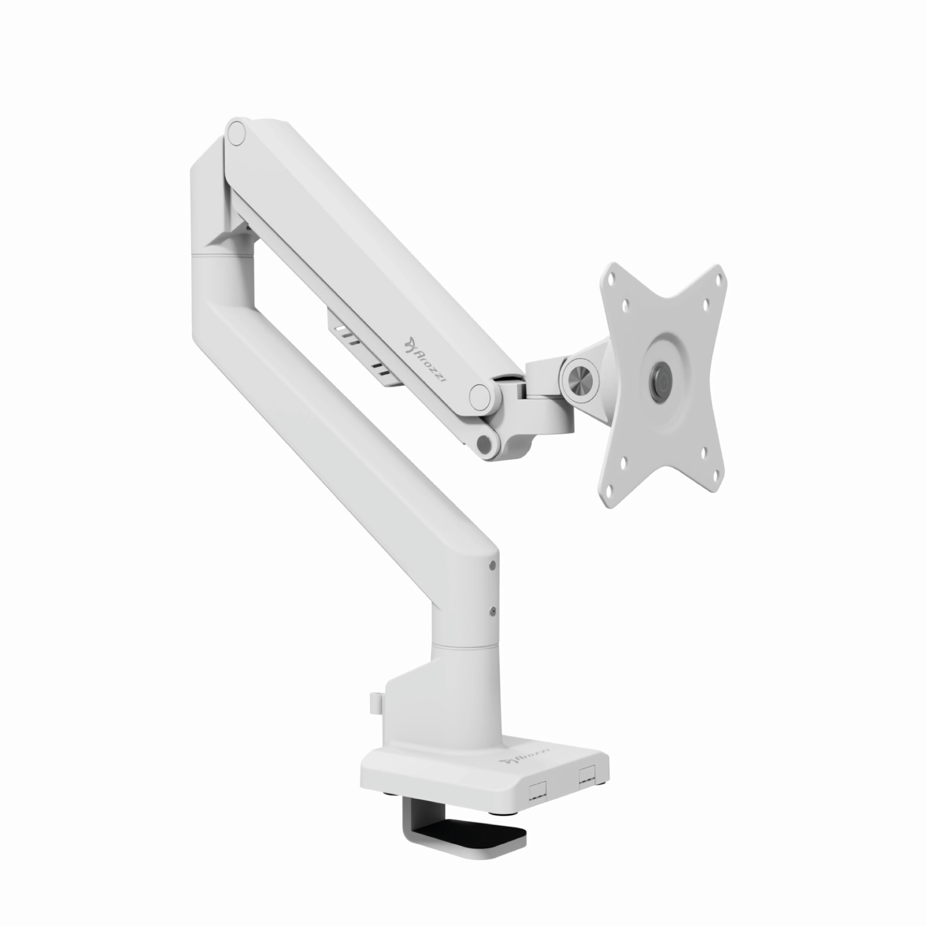 Front. Arozzi - Arozzi Alzare Neo Gas Spring Single Monitor Arm – Ergonomic Desk Mount for Gaming & Office – White - White.