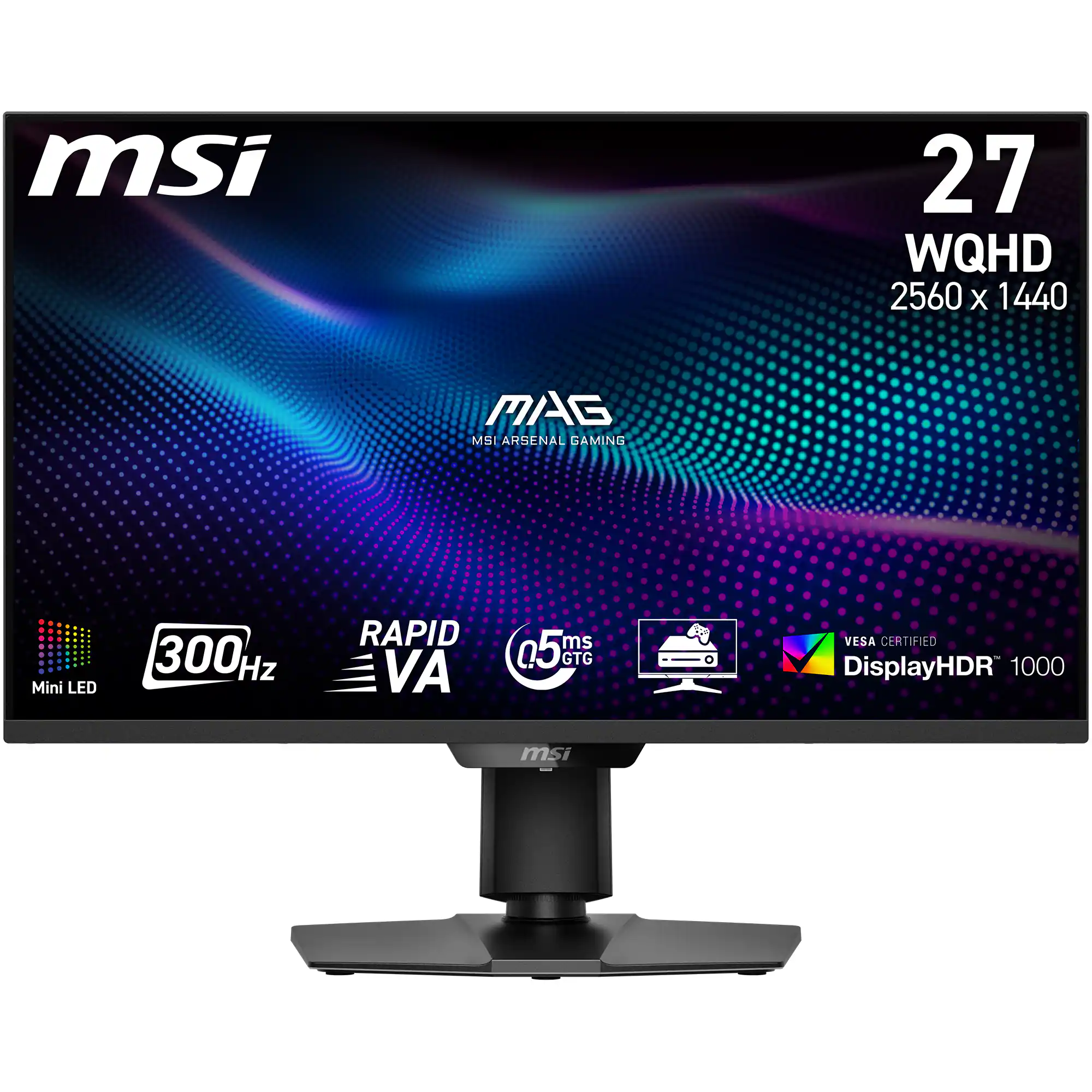 MSI 27" WQHD 2560 x 1440 MAG MSI ARSENAL GAMING Mini LED 300Hz Rapid VA 5ms GTG VESA Certified DisplayHDR 1000