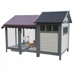 RYHNUYNE - Wooden Outdoor Chicken Coop, 67.3 in Long, Holds 6 to 8 Birds, Waterproof Felt Roof, Movable Run