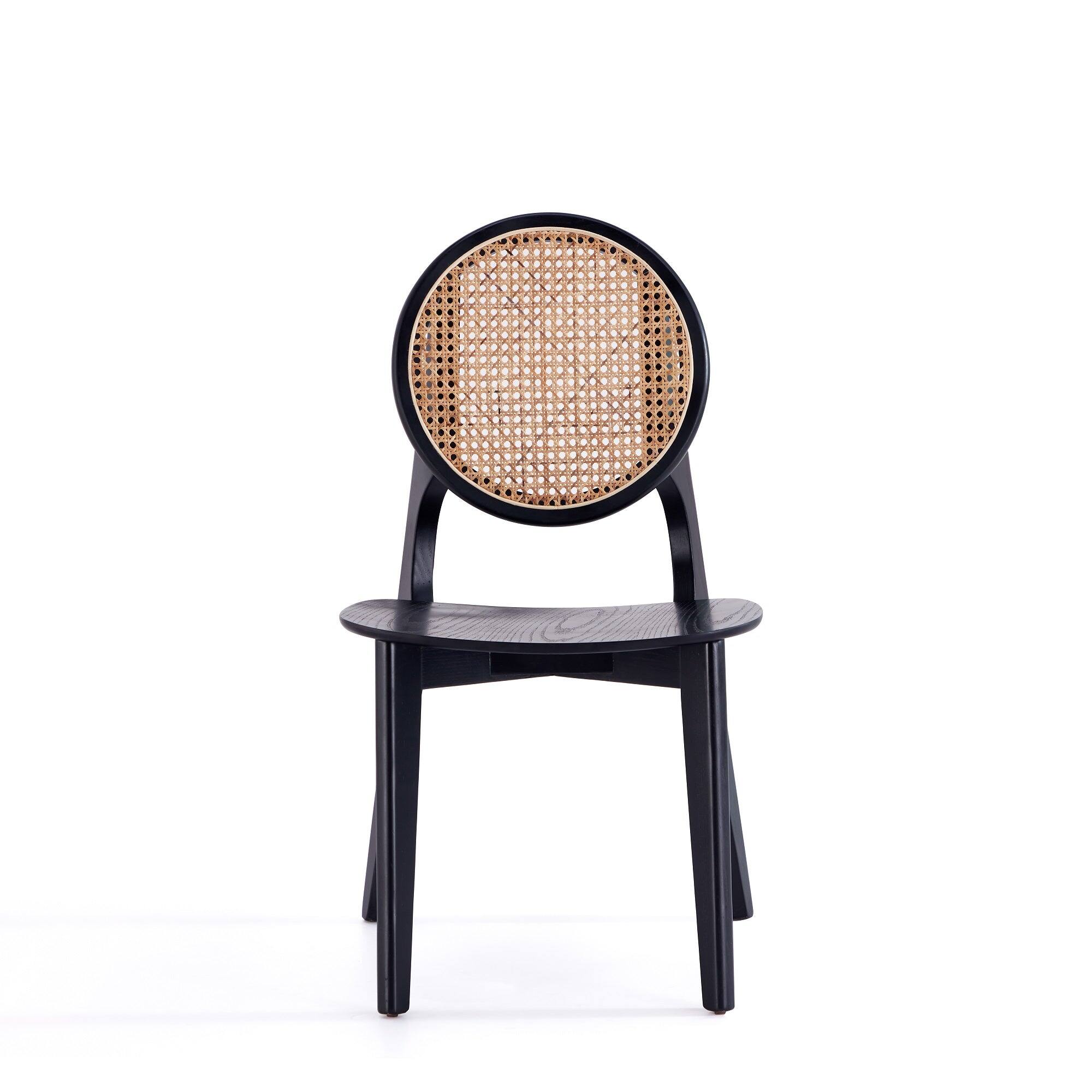 Back. Manhattan Comfort - Versailles Industry Chic Wood Dining Chair - Set of 2 - Black and Natural.