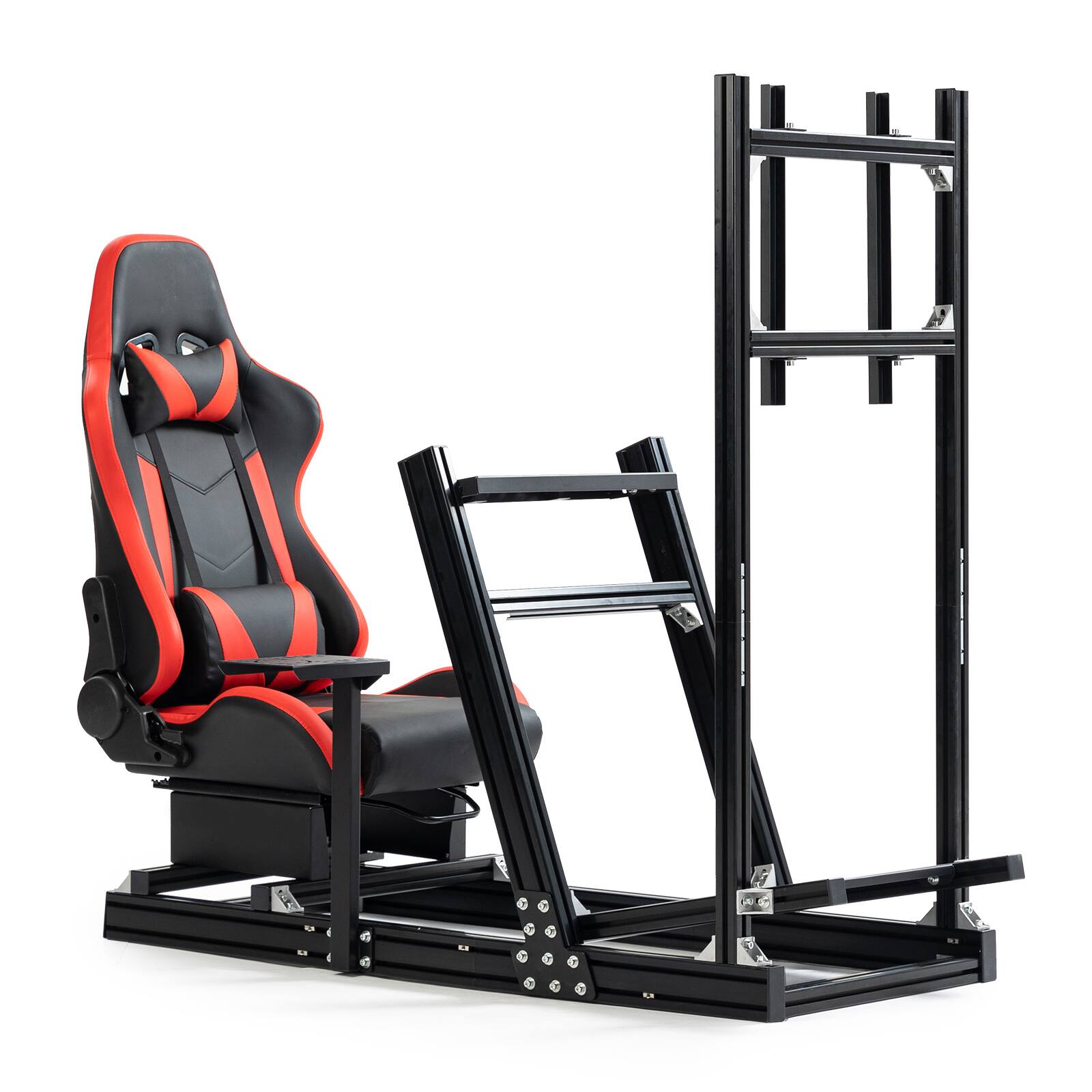 Front. Dardoo - Dardoo Racing Simulator Cockpit with Monitor Stand and Racing Seat,Fit for Logitech, for Thrustmaster, for Fanatec - Red & Black.