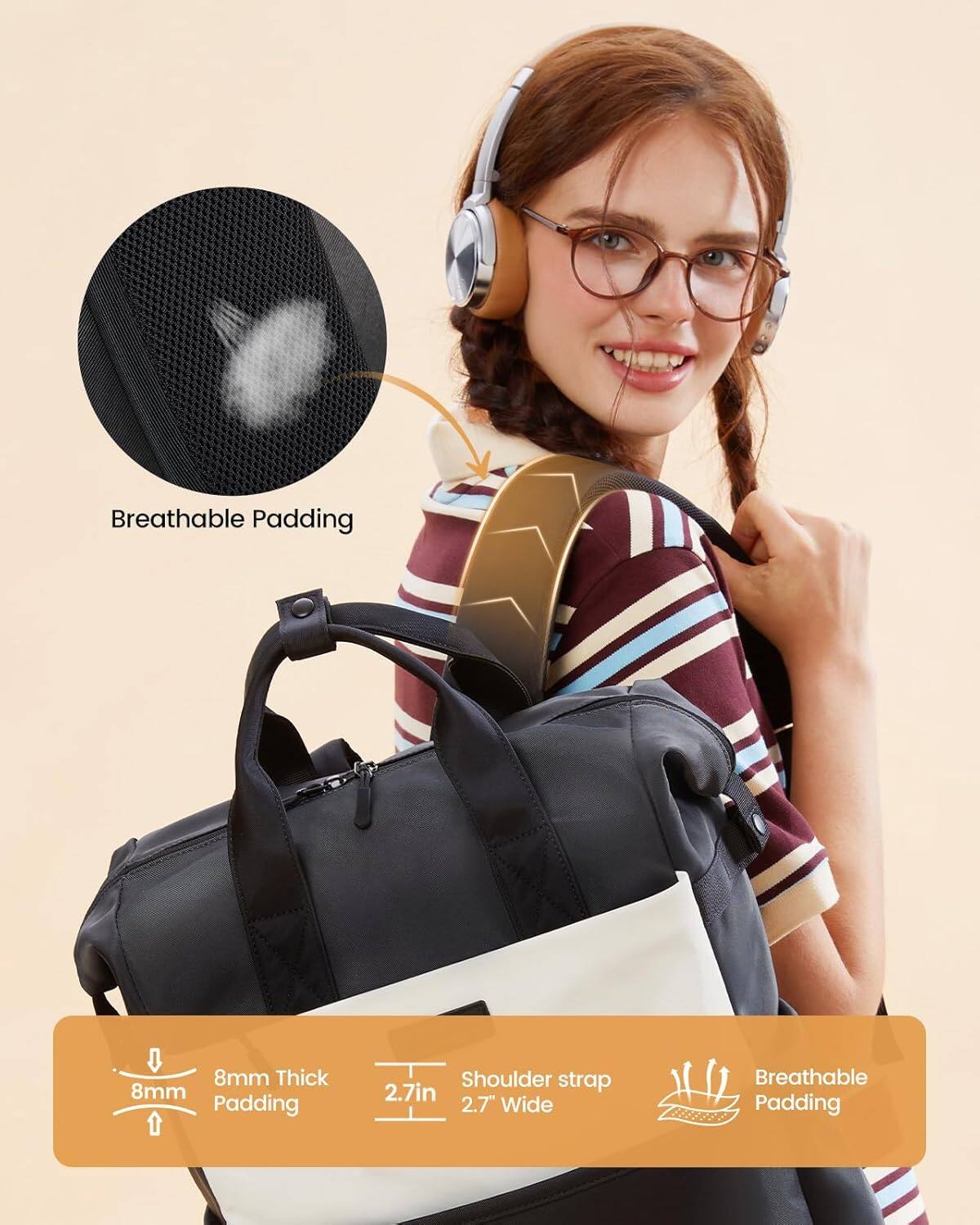 - Breathable Padding
- 8mm Thick Padding
- Shoulder strap 2.7" Wide
- Breathable Padding