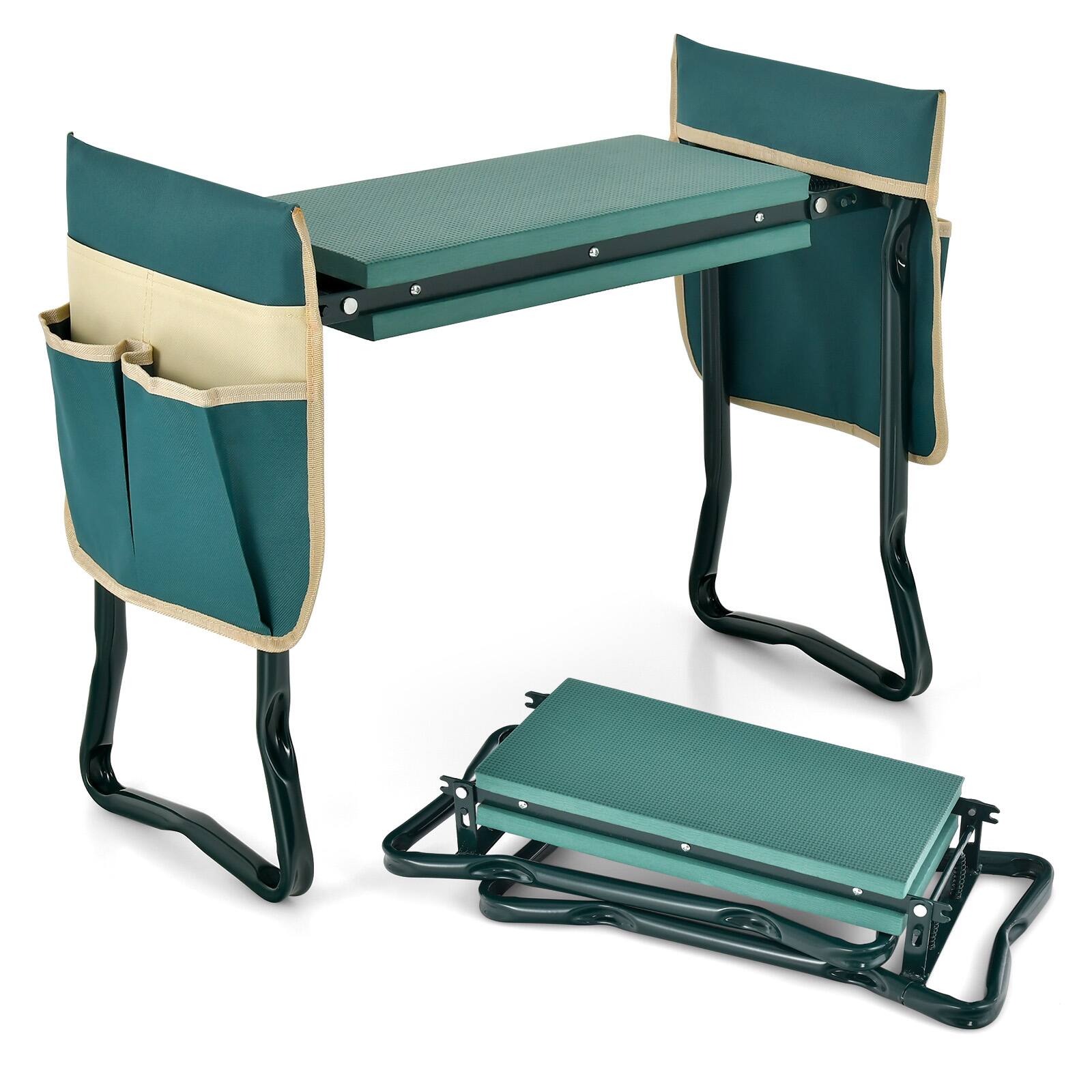 Alt View 9. Costway - Costway Garden Kneeler and Seat, Foldable Garden Stool Heavy Duty Gardening Bench - Green with 2 pouches.