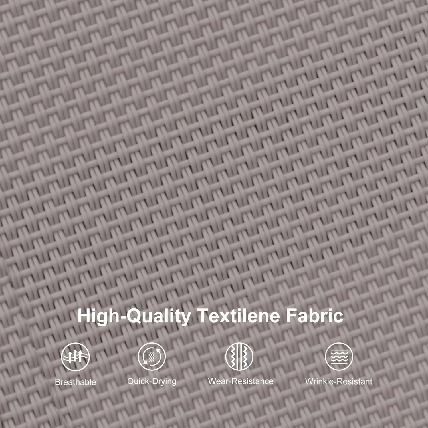 High-Quality Textilene Fabric  
Breathable  
Quick-Drying  
Wear-Resistance  
Wrinkle-Resistant