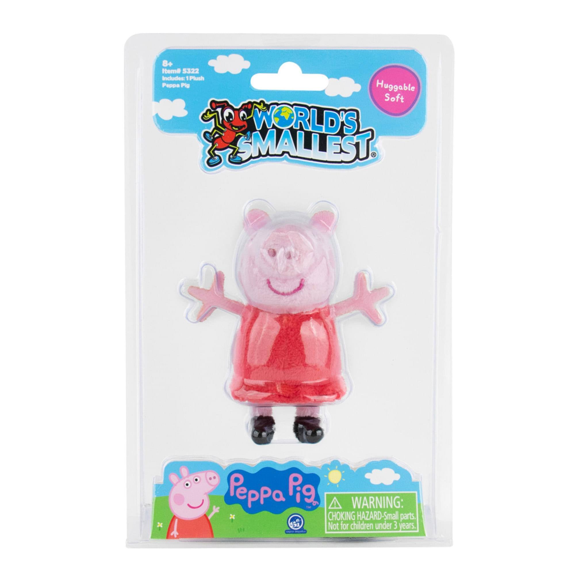 8+ Item S322 Includes: Plush Peppa Pig Huggable Soft WORLD'S SMALLEST. WARNING: CHOKING HAZARD-Small parts. Not for children under 3 years.