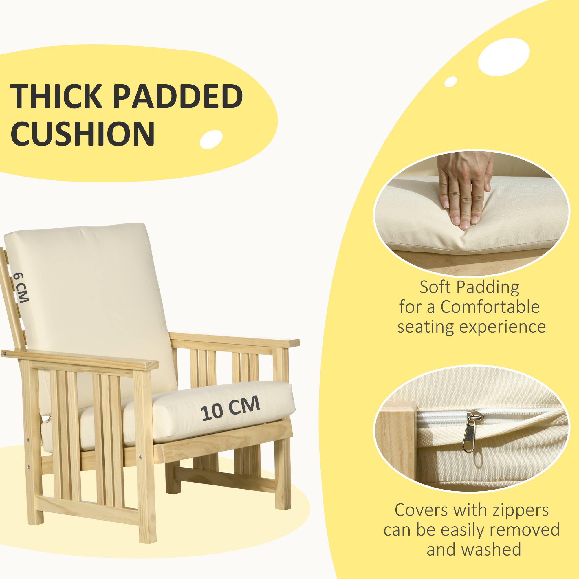 THICK PADDED CUSHION

Soft Padding for a Comfortable seating experience

Covers with zippers can be easily removed and washed