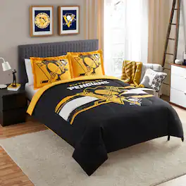 Sweet Home Collection - NHL Pittsburgh Penguins Comforter & Pillow Sham Set- Full/Queen - Multicolored