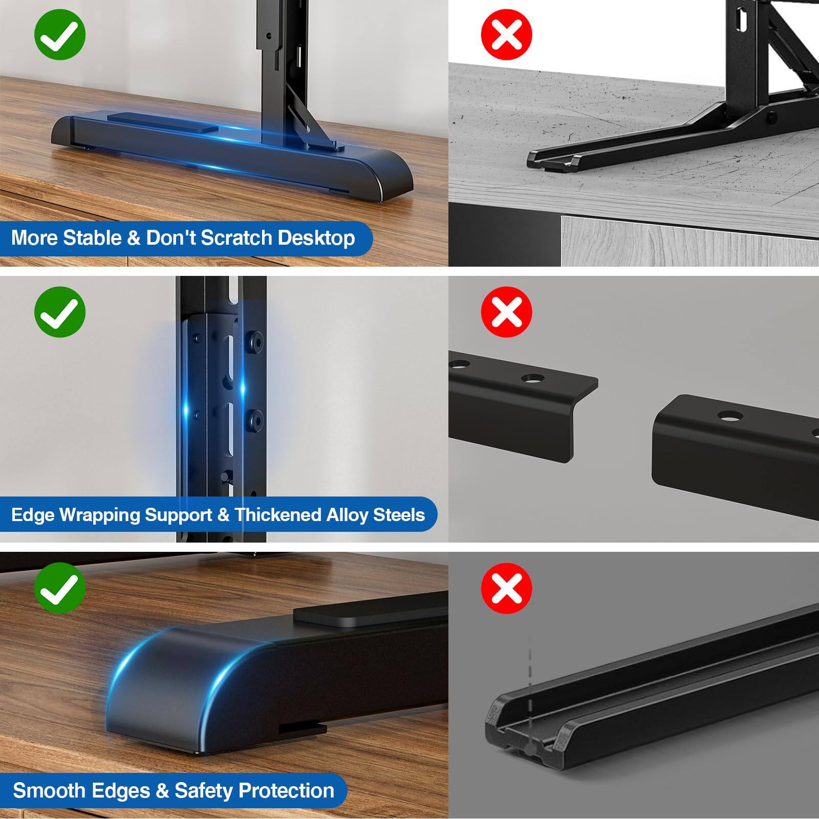 - More Stable & Don't Scratch Desktop
- Edge Wrapping Support & Thickened Alloy Steels
- Smooth Edges & Safety Protection
