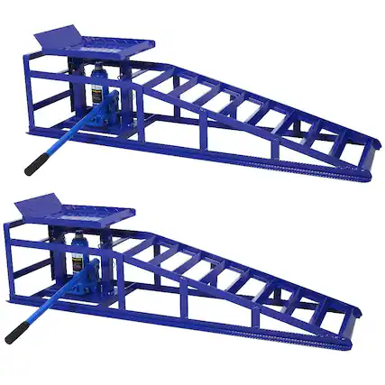 Front. Ropilly - 5 Ton Hydraulic Car Ramps Heavy Duty Steel Truck Service Lifts 10000 Lbs Capacity Adjustable Garage Repair Frame 2 Pack.