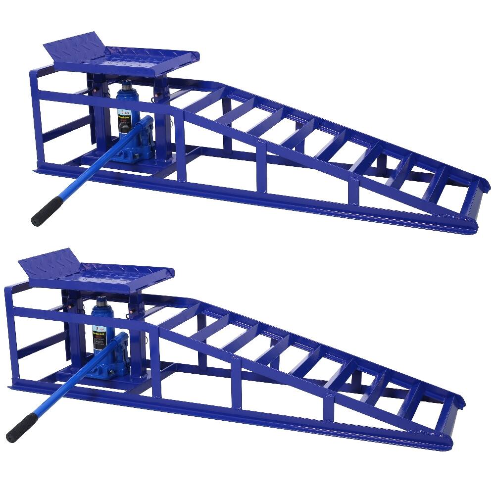 Front. Ropilly - 5 Ton Hydraulic Car Ramps Heavy Duty Steel Truck Service Lifts 10000 Lbs Capacity Adjustable Garage Repair Frame 2 Pack.