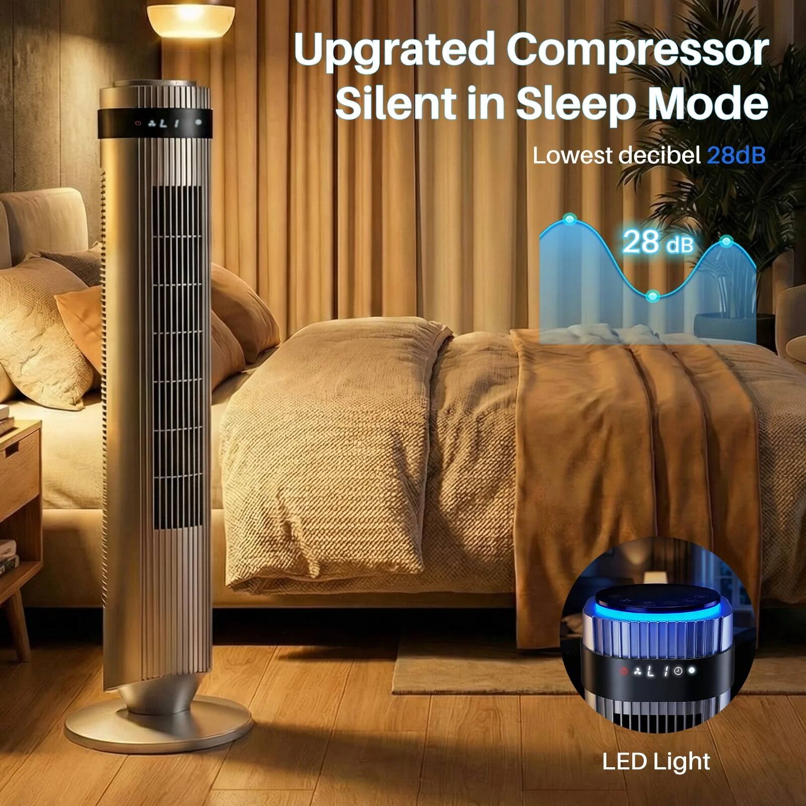 Upgraded Compressor Silent in Sleep Mode  
Lowest decibel 28dB  
28 dB  
LED Light