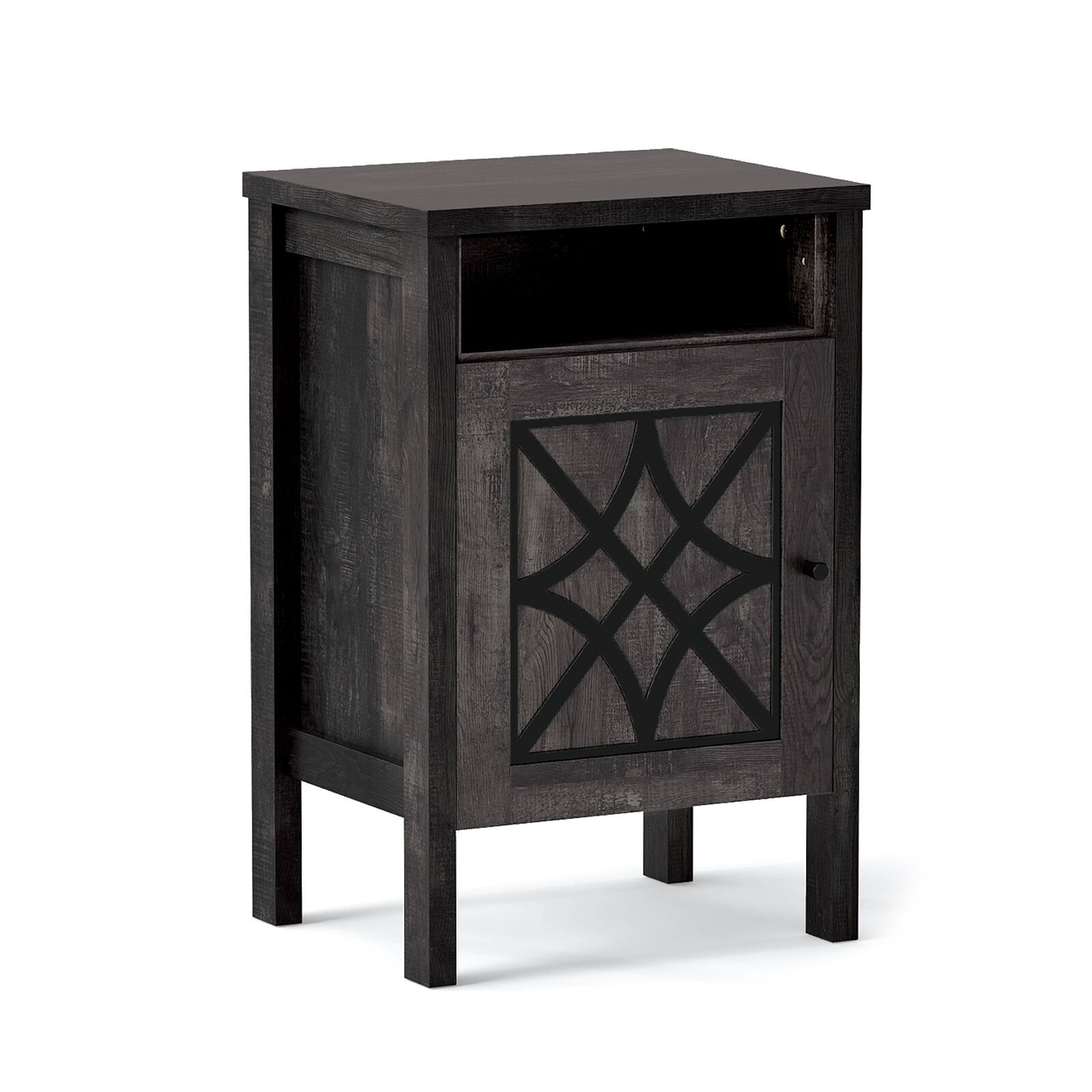 Alt View 9. Gymax - Gymax Robot Vacuum Stand Cabinet w/ Door & Open Shelf for Home Office Living Room Dark Grey - Grey.