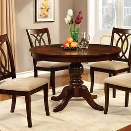 Manhattan Lane - Round Wooden Dining Table with Pedestal Base - Brown