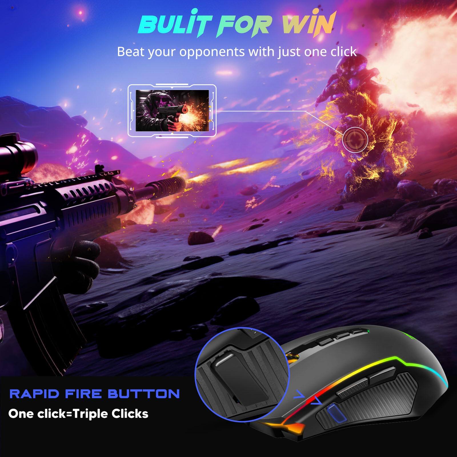 BUILT FOR WIN  
Beat your opponents with just one click  

RAPID FIRE BUTTON  
One click=Triple Clicks