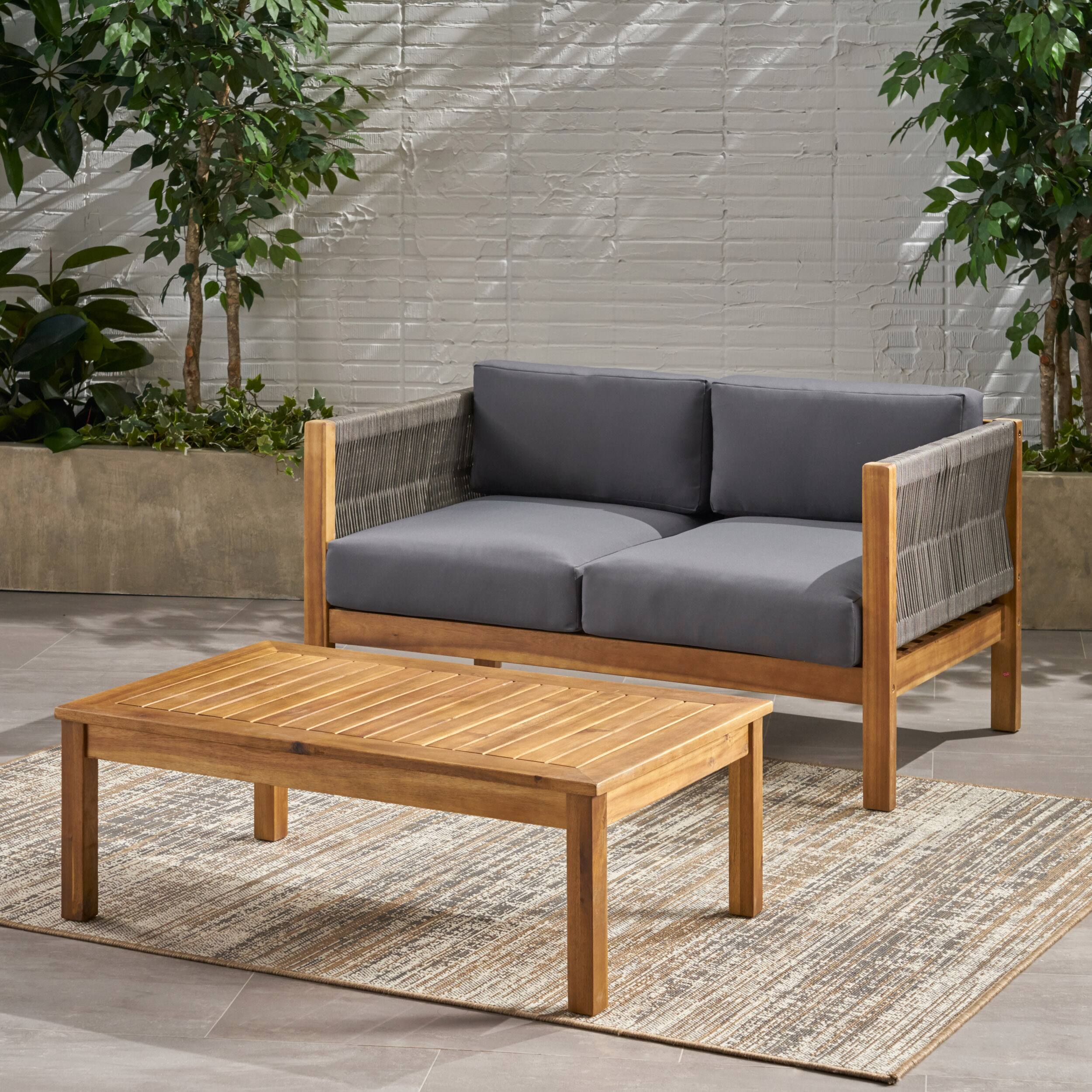 Alt View 2. Siljoy - LAUREL Outdoor 4 Seater Chat Set_LOVESEAT & COFFEE TABLE & CLUB CHAIR - Teak.