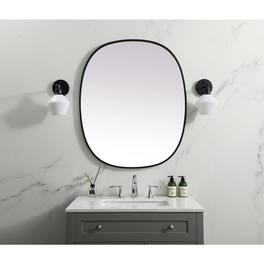 Elegant Decor - Metal Frame Oval Mirror 30x36 Inch - Black