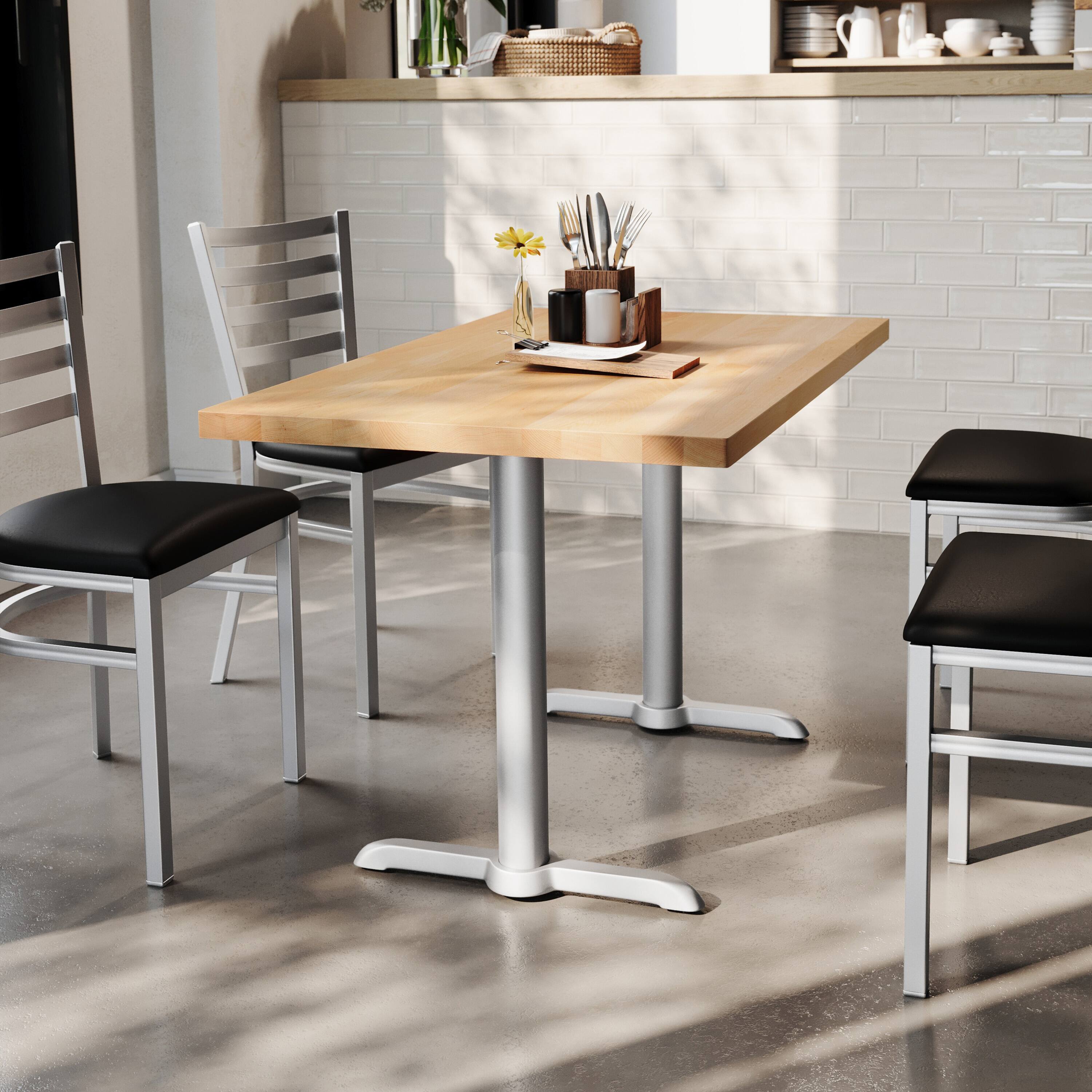 Alt View 2. Flash Furniture - Bennett 30" x 48" Solid Wood Commercial Indoor Tabletop in Natural with Dual 5" x 22" Dining Height Rust-Resistant Silve - Natural.