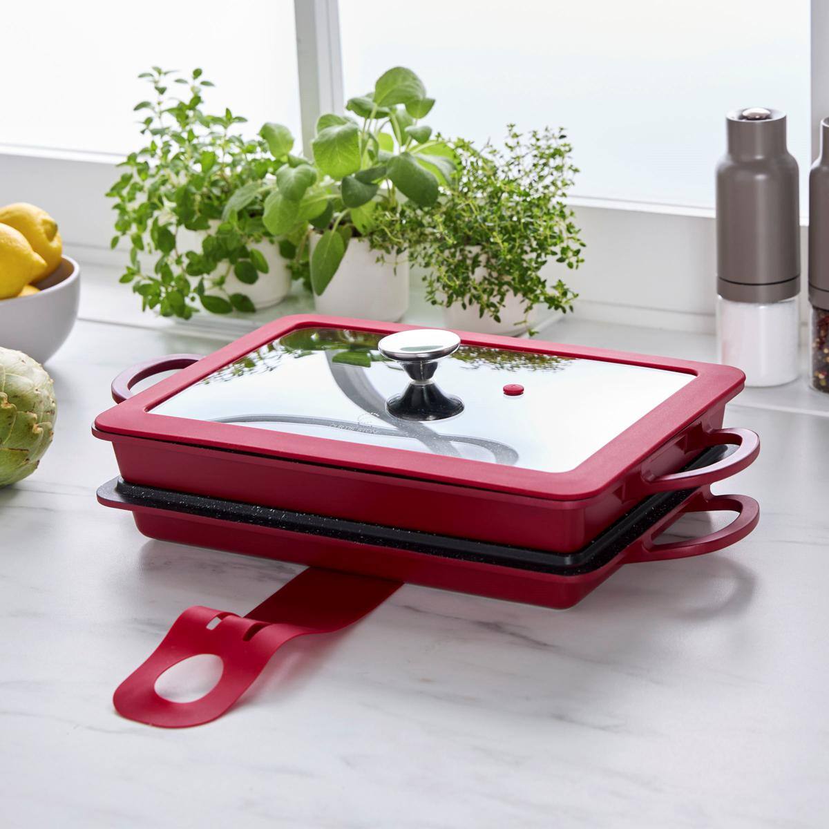 Alt View 2. Curtis Stone - Curtis Stone 13-in-1 Dura-Pan+ Sauté Pan with Grill Pan and Lid White - White.