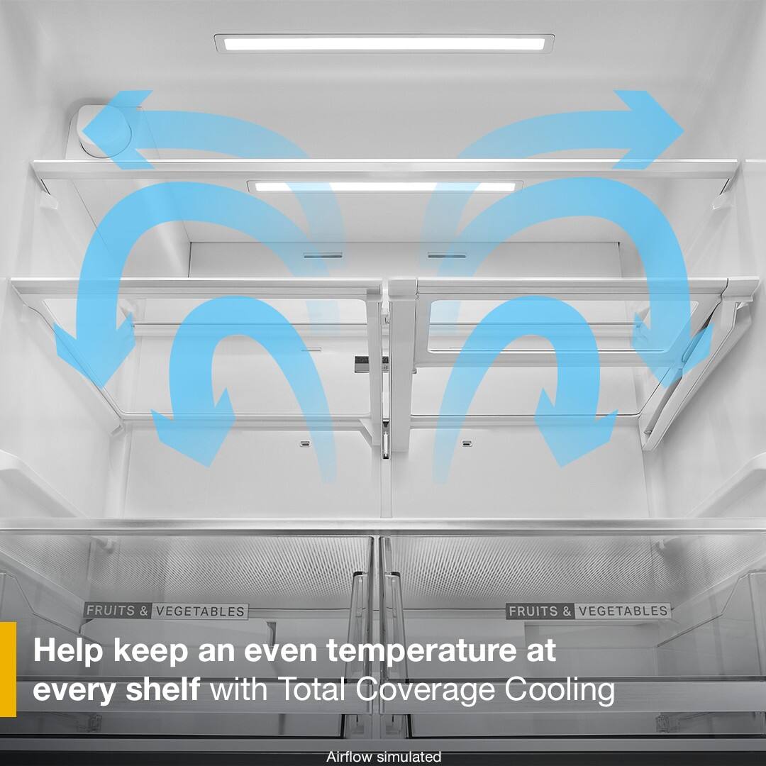 FRUITS & VEGETABLES

Help keep an even temperature at every shelf with Total Coverage Cooling Airflow simulated
