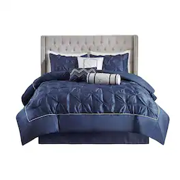Gracie Mills - Shelby 7-Piece Padded Comforter Set - Navy